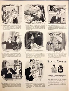 1943 Sanka Coffee Food Fights For Freedom Cartoon WWII Vintage Print Ad - Picture 1 of 6