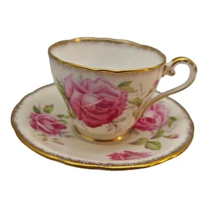 Aynsley E Gland C900 Pink Cabbage Rose Tea Cup And Saucer - Picture 1 of 13