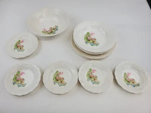 Vintage/Antique Unmarked Ivory Transferware Dishes Floral 13 pc - Picture 1 of 24
