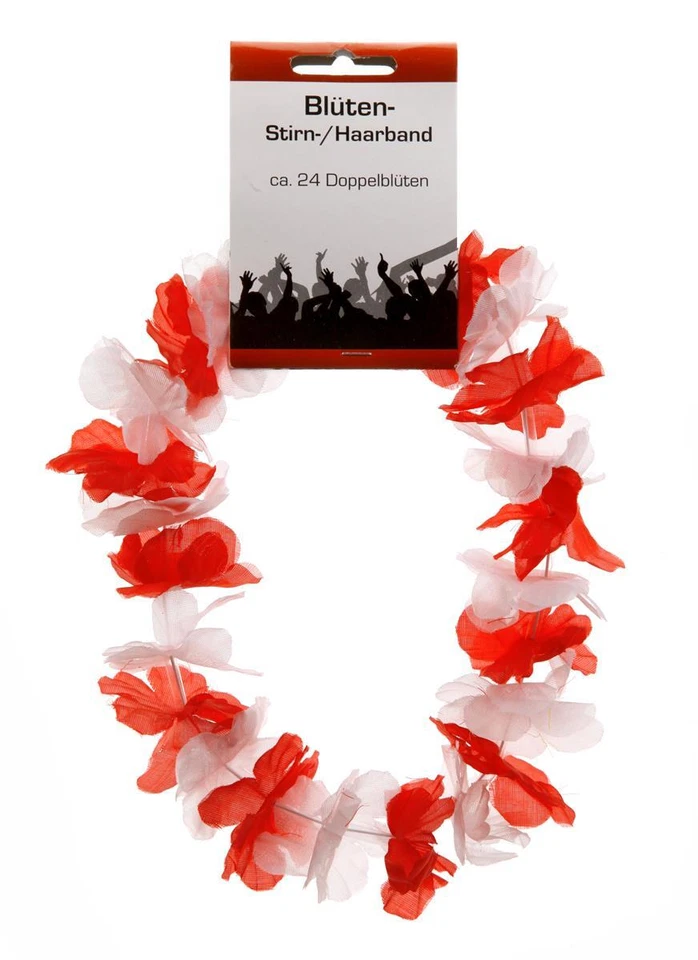 CEPEWA Blüten Stirn-/Haarband, Rot-Weiß-Rot