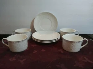 Set Of 4 Mikasa Plaza Lane Cups And Saucers DE 900 - Picture 1 of 12