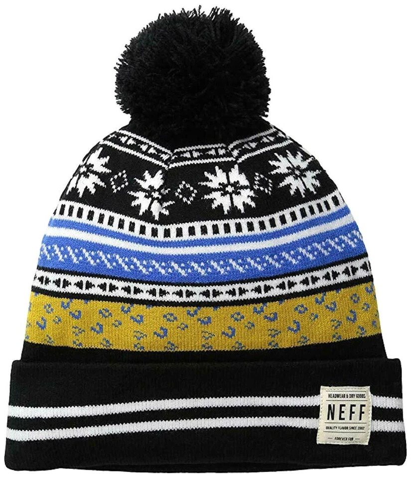 NEFF Women's Leah Fold Beanie Jacquard Pattern Winter Head Wear One Size  - Image 1 of 1