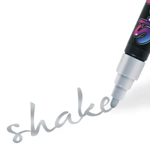 Graphit Twin It Shake Marker To Ink Pigment Tip Medium 0001 - Silver - Picture 1 of 2