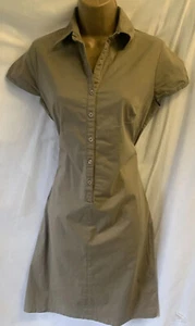 Military Utility Cargo Khaki Green 14 V Neck Collared Semi Fit Pilot Y2K Dress - Picture 1 of 8