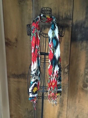 Bufanda azteca roja multicolor clásica Foto 1 de 2