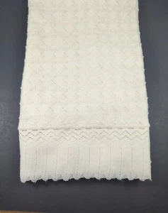 Vintage Babycrest Blanket White 100% Acrylic Scallop Lace Crib 44x44" - Picture 1 of 11