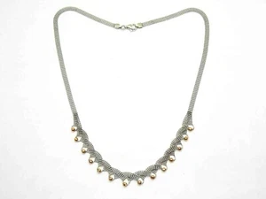 Italian Two-Tone Open Mesh Globe Dangle Collar Necklace 14k Rose & White Gold - Picture 1 of 5