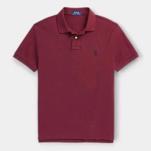 Polo Ralph Lauren Men's S Custom Slim Fit Mesh Short Sleeve Polo Cotton Wine - Picture 1 of 17