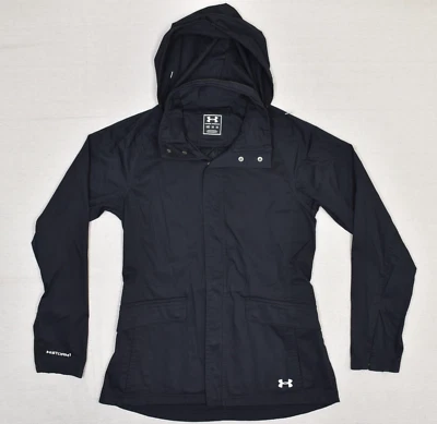 Chaqueta cortavientos Under Armour Storm Parka algodón negra Mp sudadera con capucha retráctil para mujer Foto 1 de 4