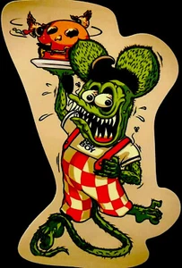 ADESIVO RAT FINK “HALLOWEEN HAMBURGER BIG BOY” 2 3/4 X 3 3/4” LUCIDO COOL. - Foto 1 di 3