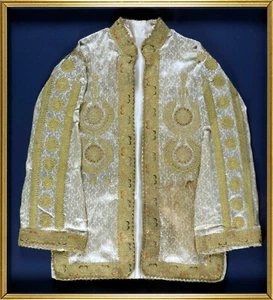 Framed Antique Ottoman Coat with Metallic Thread Embroidery - Picture 1 of 7