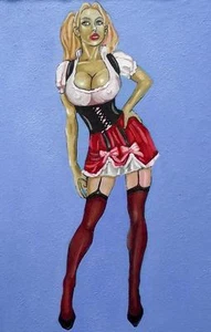 Nude Original Oil Painting Shades Terry P Wylde : The German Maid - Picture 1 of 4