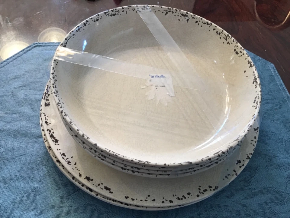  TOMMY BAHAMA Melamine PLATES BOWLS SET OF 7 CREAM NWT - Image 1 of 1