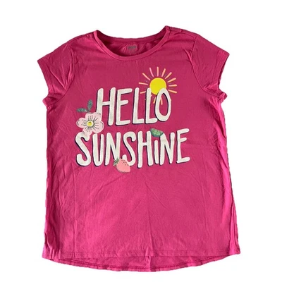 GYMBOREE Pink Short Sleeved HELLO SUNSHINE Top Girls Size XL 14 EUC - Image 1 of 4