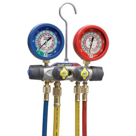 Juego de manómetros mecánicos Yellow Jacket 49977, 4 válvulas Foto 1 de 1