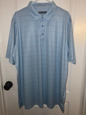 Golf Polo Shirt Pebble Beach Men’s size XXL Blue with White Stripes - Image 1 of 4