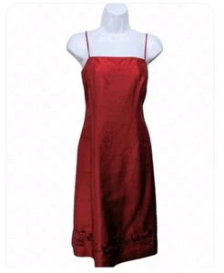 Ann Taylor Silk Sleeveless Midi Red Dress Womens 4 90s Y2K Classic   #10 - Picture 1 of 8