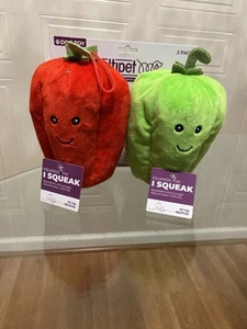 Multipet Squeaky Plush Dog Toy Red & Green PeppersWith Clinker& Squeaker 8”. - Picture 1 of 5