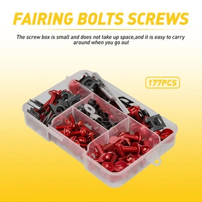177 Complete Fairing Kit Bolt Body Screw Red Fit Yamaha Suzuki Honda Kawasaki - Image 1 of 4