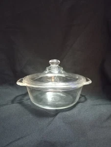 Vintage Fire King 1 Pt Klarglas Auflaufform mit #405 passendem Deckel - Bild 1 von 5