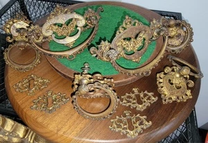 Antique Ornate Victorian Drawer Pulls Hardware Lot Stunning Design Estate Find - Picture 1 of 4
