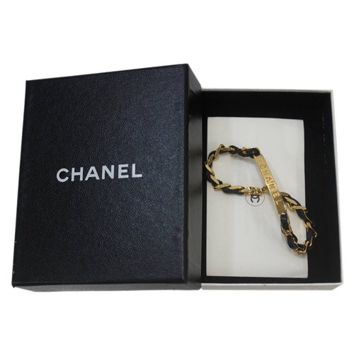 Bracciale Chanel Placca Oro Nero 7 5in 0 2in