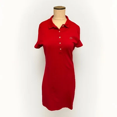 Mini vestido polo de piqué elástico ajustado Lacoste para mujer en rojo talla 42 Foto 1 de 4