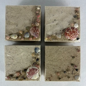 Lot of 4 Handmade Thai Mulberry Paper Notepad Holders with Shells - Picture 1 of 3