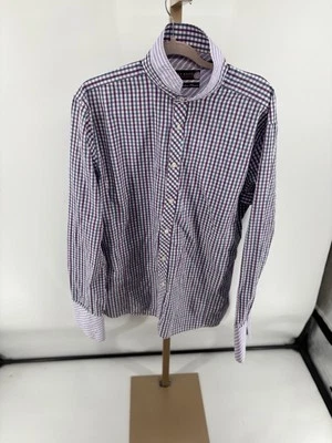 Camisa de vestir Ted Baker Endurance para hombre manga larga púrpura puño francés talla 17 Foto 1 de 4