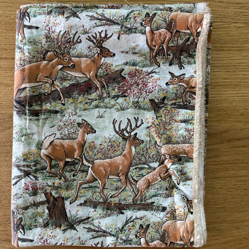 3 Yards  Cotton Fabric Deer Buck & Doe 45" Wide Spring Industries - Image 1 of 4