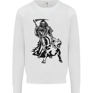 Pitbull Grim Reaper Dog Skull Satan Demon Kids Sweatshirt Jumper - Picture 1 of 31