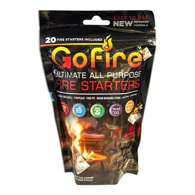 GoFire Ultimate All Purpose Fire Starters Start Indoor / Outdoor (20 Pack) NEW!! - Image 1 of 4
