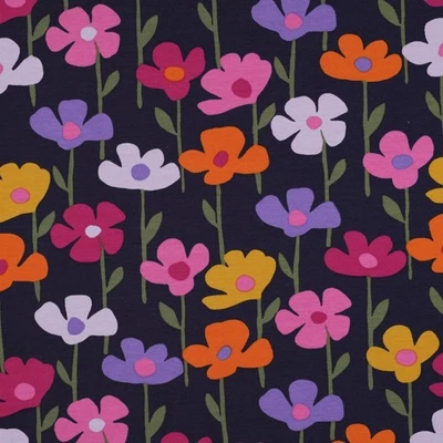 0,50 m Jersey  elastisch French Terry bunte Blumen  Stoff Meterware ve - Bild 1 von 4