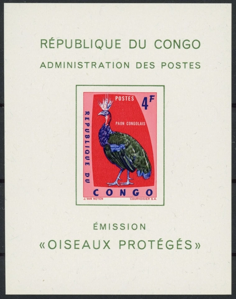 Congo 1963: Aves - Buena hoja de lujo Imperf MNH - Valor de catálogo: 45 € Foto 1 de 1