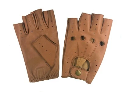 GUANTES DE CONDUCCIÓN DE CUERO REAL CON CHOFER MEDIO DEDO PARA HOMBRE Foto 1 de 4
