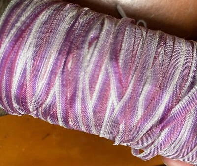 vintage embroidery trim 1900s silk flower 1/8" ribbon 1yd France purple berry - Image 1 of 3