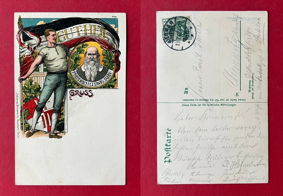 Litho AK TURNEN um 1907 Turnen und Turnvater Ludwig Jahn  ( 138814 - Bild 1 von 1