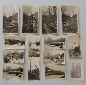 Old Logging Photographs 1910s to 1930s Trucks Tractors Lot of 14 Original - Picture 1 of 14