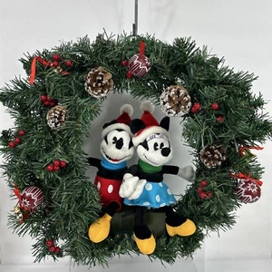 Gemmy Disney Mickey Minnie Christmas Wreath Plush Animated Song Motion 15" READ - Picture 1 of 11