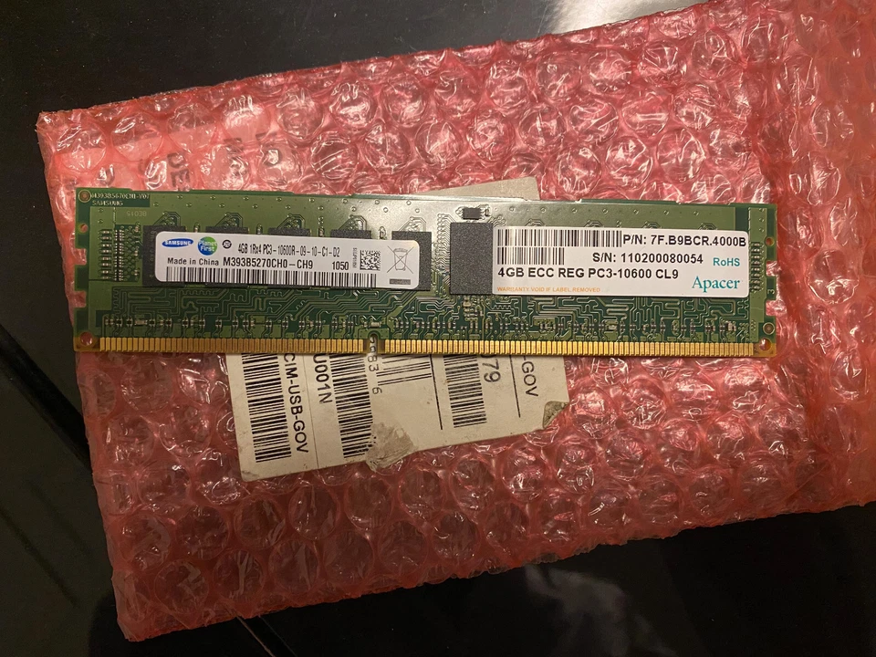 Samsung 4GB PC3-10600 Memory ECC 10600R M393B5270CH0-CH9 - Image 1 of 1