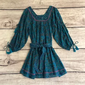 Cleobella Skyla Minikleid S Damen blau türkis Gürtel Quastenärmel Boho Landhaus - Bild 1 von 16