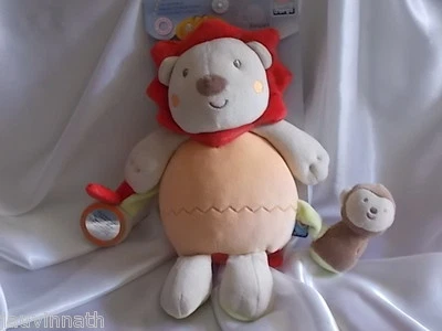 Doudou d'activités lion orange et son petit singe, Sucre d'Orge - Photo 1/4