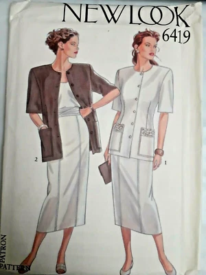 Jacket Straight Skirt 8 10 12 14 16 New Look 6419 Sewing Pattern Midi Boxy Top - Image 1 of 4