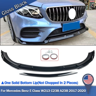 Front Lip Splitter Spoiler Gloss Black For Mercedes E-Class W213 C238 2017-2020 Foto 1 de 4