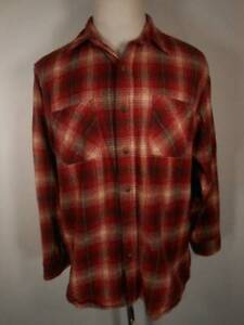 Warm Men's Large Schmidt Red Plaid Long Sleeve Button Heavy Flannel Shirt GUC