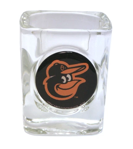 Baltimore Orioles Square Shot Glass - 2 oz. Round Logo [NEW] MLB Bar Drink CDG Cover