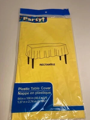 Cubierta de mesa de plástico amarillo 54”x108” sin marca nueva con etiquetas Foto 1 de 4