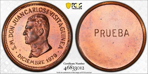 EQ. GUINEA 5000 Bipkwele 1980 Copper PCGS SP66 Uniface Trial Strike Mtg.20! - Picture 1 of 3