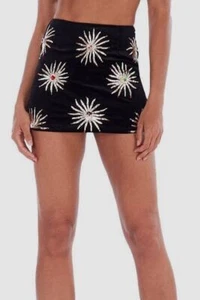 $262 Oceanus Women's Black Callie Velvet Co-Ord Embellished Skirt Size X-Small - Picture 1 of 3