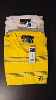 Lote De 2 Camisas Polo Coogi Para Hombres 3XL Delgadas Amarillas/Blancas Rayas 3D Y2K De Colección XLT Foto 1 de 4
